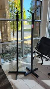 lot 45002 image: Lot of 2 Gray Standing Coat Racks