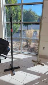 lot 45003 image: Lot of 2 Standing Coat Racks - Gray and Tan