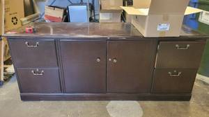 lot 45100 image: Dark Brown Wooden Office Credenza