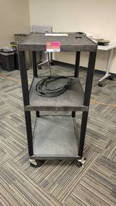 lot 22675 image: Black 3-Tier Luxar Cart W Outlets
