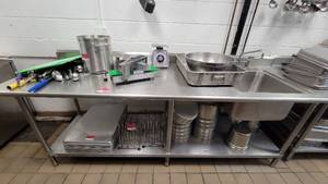 lot 44540 image: 8ft Stainless Steel Prep Station W a Sink
