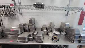 lot 44546 image: Variety of Steam Table Pans, Pelouze Food Scale, and More