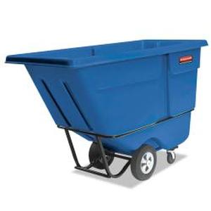 lot 49419 image: Rubbermaid Commercial Rotomolded Tilt Truck Rectangular Plastic 1250-lb Cap. Blue 1315BLU