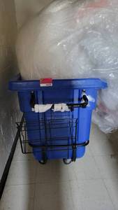 lot 49420 image: Mobile Small Rubbermaid Commercial Rotomolded Tilt Truck Rectangular Trash Bin