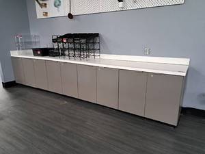 lot 44500 image: Charcoal Grey Cabinet with White Granite Top