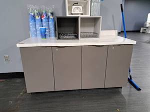 lot 44502 image: Charcoal Grey Cabinet with White Granite Top