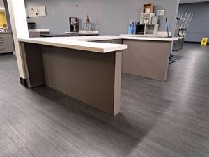 lot 44503 image: Charcoal Grey Cabinet with White Granite Top - L Shape Counter