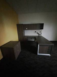 lot 44596 image: Complete Office Set - L Shape Desk  Lateral Cabinet and Round Table