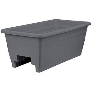 lot 46564 image: The HC Companies Deck Rail Planter, 24-Inch Medium Flower Box Planter, Gray