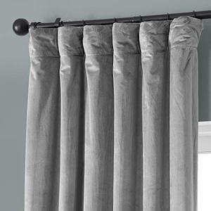 lot 46566 image: HPD Half Price Drapes Plush Velvet Curtain (1 Panel), 50 X 84, Destiny Grey