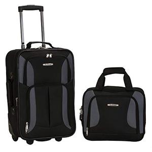 lot 46576 image: Rockland Fashion Softside Upright Luggage Set, BlackGray, 14in.and 19in.