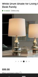 lot 46578 image: 1 - Jonathany Blue Mercury Glass White Drum Shade
