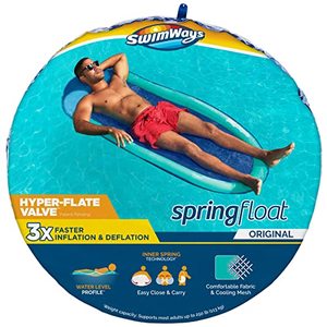 lot 46593 image: SwimWays Spring Float Original Pool Lounge Chair with Hyper-Flate Valve, Aqua