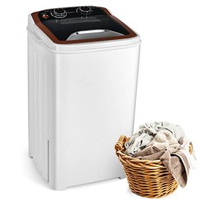 lot 46634 image: Qzexun Portable Machine Single Tub Wash and Spin Dryer,11lbs Capacity for Camping Apartment Dormitory, Orange