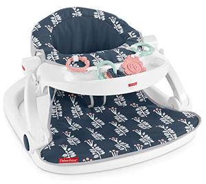 lot 46644 image: Fisher-Price Sit-Me-Up Floor Seat with Tray, Navy Garden, Infant Chair