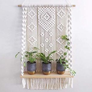 lot 46699 image: Macrame Wall Hanging Shelf,White