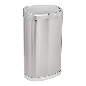 lot 46721 image: Amazon Basics Automatic Hands-Free,Stainless Steel Trash Can,50-Liter, 2 Bins