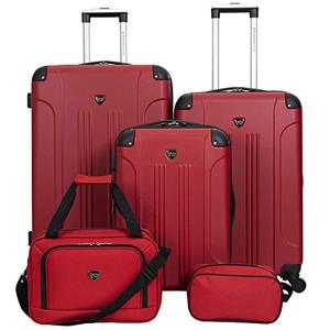 lot 46723 image: Travelers Club Sky Luggage Set, Red, 5 Piece