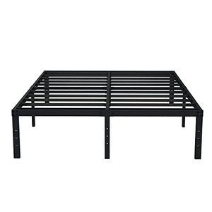 lot 46734 image: EMODA 16 Inch Bed Frame Heavy Duty Metal Platform No Box Spring Needed, Black,Queen