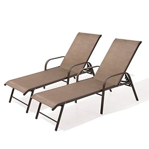 lot 46756 image: 2 - Pellebant Adjustable Patio Chaise Lounge Chair, 5 Positions and Flat Position, Folding Outdoor Recliners, Brown