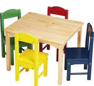 lot 46764 image: Amozon Basics Kids Wood Table and 4 Chair Set