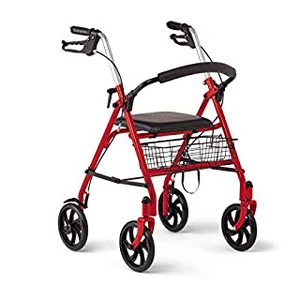 lot 46768 image: Medline Steel Rollator Walker with 8 Inch Wheels, Folding Rolling Walker