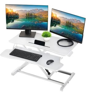 lot 46799 image: TechOrbits Computer Desk Converter-37-inch Height Adjustable, MDF Wood, Sit-to-Stand Riser-White