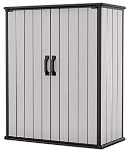lot 3282 image: Keter Premier Tall Resin Outdoor Storage Shed for Patio Furniture, Pool Accessories, and Bikes (B083PKMZFZ) - Retail $302.79