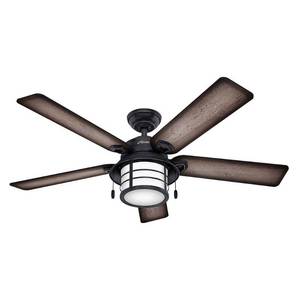 lot 1644 image: Hunter Key Biscayne 54 IndoorOutdoor Ceiling Fan w Light and Pull Chain Zinc