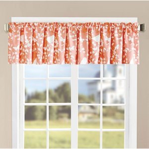 lot 1651 image: BNF Home Inc Serenta Printed Bird Song Valance - 60 x 18 - 60 x 18 Coral