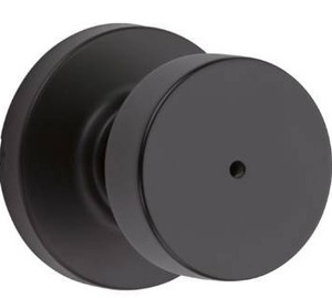 lot 1659 image: Kwikset Pismo Round Matte Black BedBath Door Knob Featuring Microban Antimicrobial Technology with Lock