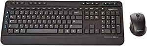 lot 1660 image: Amazon Basics Wireless Full Size Computer Keyboard and Mouse Combo, US Layout (QWERTY) (B079YQPNJS), Black, 18.5 x 7