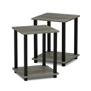 lot 2218 image: Furinno Simplistic End Table Set of Two French OakBlack