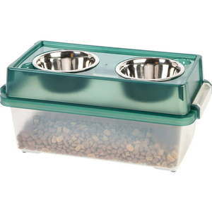 lot 12948 image: IRIS USA 20 lb Airtight Storage with Elevated Feeder Green Medium