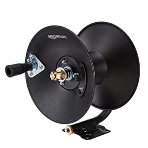 lot 1640 image: AmazonBasics Air Hose Hand Crank Reel Retractable Heavy Duty, Grey, 1 x 10.5