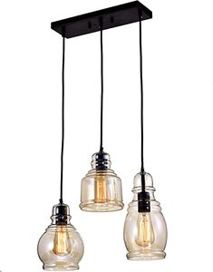 lot 1650 image: JoJoSpring 3 Light Fixture, Glass