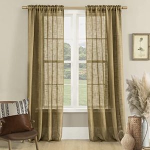 lot 1683 image: Bamboo Brown Sheer Rustic Curtains, 84 L