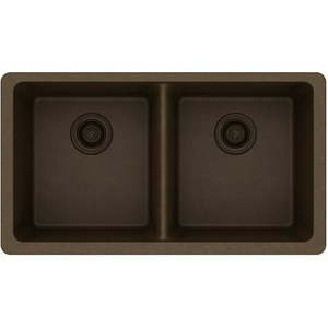 lot 8215 image: Elkay ELGU3322BK0 Gourmet e-granite Double Bowl Undermount Sink Available in Various Colors