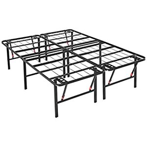 lot 1742 image: Amazon Basics Foldable Metal Platform Bed Frame with Tool Free Setup, 18 Inches High, Full, Black (B07RCMX761), 37.5 x 57 W
