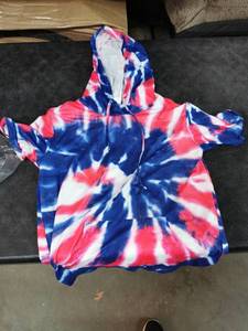 lot 2241 image: Hooded T shirt - Size Small - Red, white and blue Tie dye