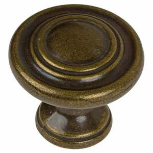 lot 8252 image: GlideRite 1.25 in. Classic Round Ring Cabinet Knobs Antique Brass Pack of 10