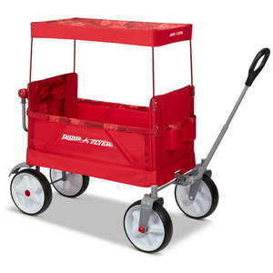 lot 8258 image: Radio Flyer Beach & Boardwalk EZ Fold Wagon Recycled Fabric Red