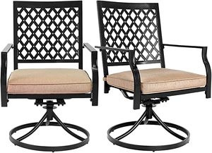 lot 3283 image: 2pk Outdoor Metal Swivel Dining Chair - Retail $297.99