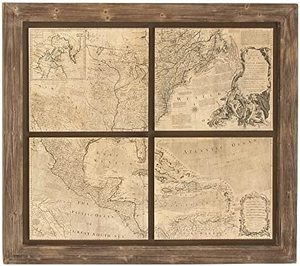 lot 3309 image: Deco 79 Wood Map Wall Decor 49x43