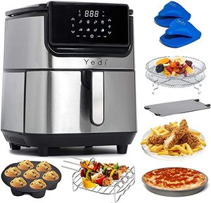 lot 1648 image: Yedi Evolution Air Fryer, 6.8 Quart, Stainless Steel, Ceramic Cooking Basket, 11 x 1 x 14.5