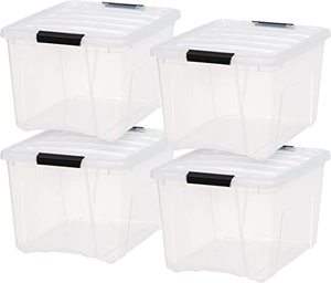 lot 12936 image: IRIS 4 Pack Large Clear Locking Plastic Containers
