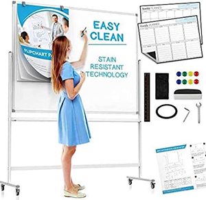 lot 12963 image: Cinch Mobile Whiteboard, 60x46