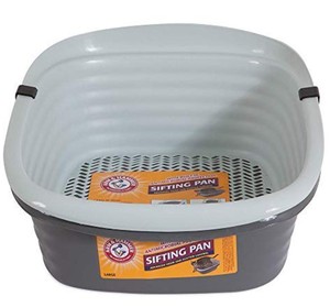 lot 1745 image: Arm And Hammer Large Sifting Cat Litter Pan, Grey, 19 x 15