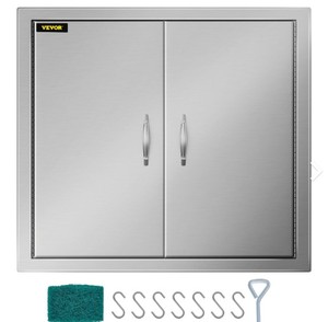 lot 12958 image: Vevor 26x24 Outdoor Kitchen  Bbq Island Stainless Steel Double Access Door Usa set of 2