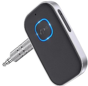 lot 3331 image: J22 Car Bluetooth 5.0 Receiver for Car Noise Cancelling Bluetooth AUX Adapter Bluetooth Music Receiver for Home StereoWired HeadphonesHandsfree Calling 16 Hours Battery Life-BlackSilver